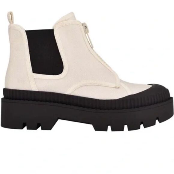 Marc Fisher 7M chunky boots ivory black - Picture 1 of 3